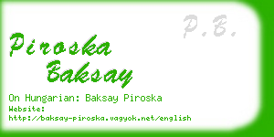 piroska baksay business card